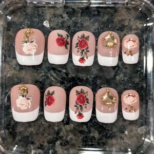 Floral French Tip Press-On Nails